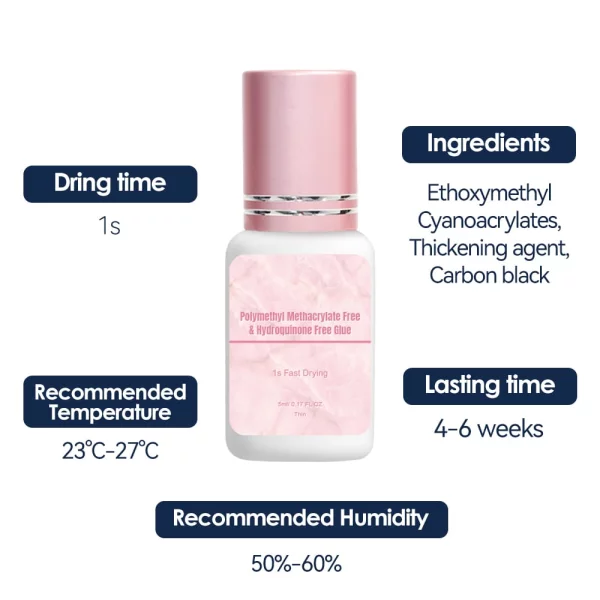 1s Hypoallergenic lash adhesive Wholesale-PMMA free